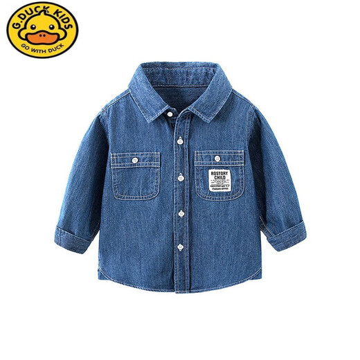 G.Duckkids Jungen Denim Shirt Pure Cotton Frühling Neues Kinder -Revers -Shirt Mode koreanische Version Baby Jacke Frühling und Herbst 9929 [hinzugefügt Velvet] helle Farbe 90 cm