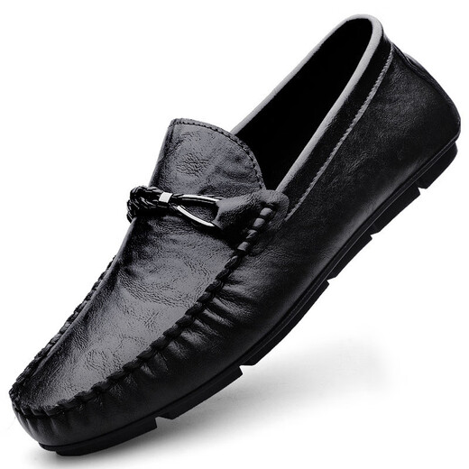 Zapatos de cuero de tamaño roto de cero grados para hombres primavera y verano nuevos zapatos casuales de cuero genuino zapatos de cuero para hombres suaves zapatos de negocios transpirables para hombres frijoles negros 9913 38