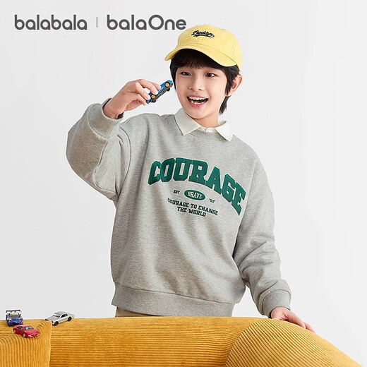 巴拉巴拉balaone童装儿童卫衣男童2025秋季新款长袖t恤女童亲子款潮酷 浅花灰00205 160
