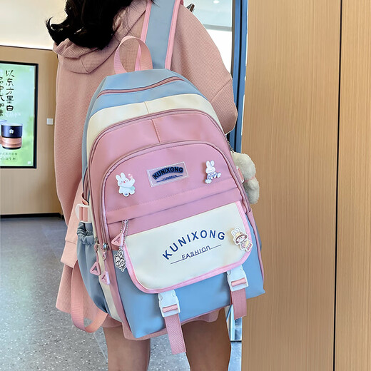 新款单肩包书包初中女高中背包大容量双肩包小学生大学生电脑背包 黑色单肩包 均码（不含挂件）