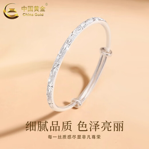 中国黄金（CHINA GOLD）999足银满天星手镯女款银镯子七夕情人节生日礼物送女友老婆妈妈  满天星手镯【15g±1g】