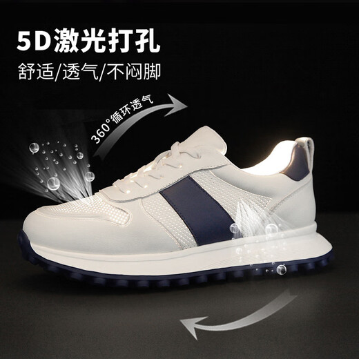 
NOSSKISS International Luxury Brand Men's Shoes 2025 Summer Breathable New Genuine Leather Casual Forrest Gump Shoes Versatile White Shoes White 41 Equals Sport Shoes 42 Size