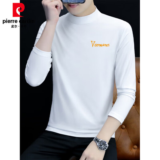 Пьер Кардин Pure Cotton Balpleneck Base Froom Мужская футболка с длинными рукавами с твердым цветом Среднего воротника и осеннего футболки с нижним бельцом.