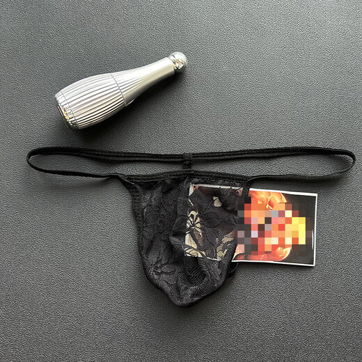 Slutty gay men's lace transparent thong sexy lace underwear single underwear confidential delivery black 100-170Jin Jin equals 0.5kg inner wear
