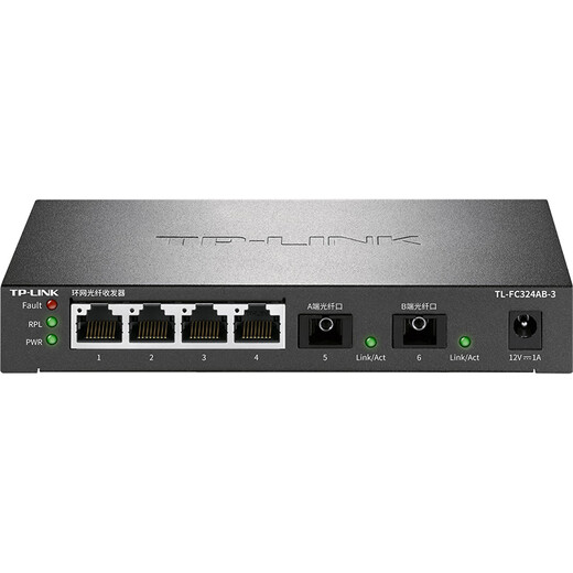 普联（TP-LINK）4千兆+2SC光口 环网光纤收发器 支持云管理 端口汇聚 ERPS环网配置 网络安全可靠TL-FC324AB-3