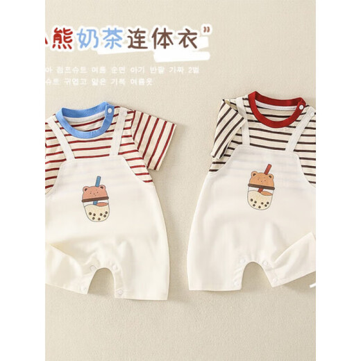 Balabala baby kurzärmelige kleidung sommer dünne baby junge sommer sommer mond neugeborene hauptmond krabbelanzug 6189 blau 66cm