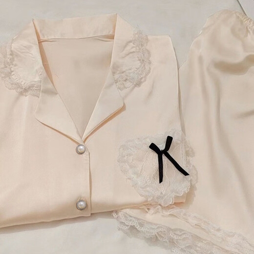 Zipjbx Ice Silk Pyjamas für Frauen im Sommer dünne süße Liebe Spitze Kurzarm Shorts Sommer High-Value-Heimkleidungsset-YFY-9901 M [Vorgeschlagen 80-100Jin [Jin gleich 0,5 kg]]