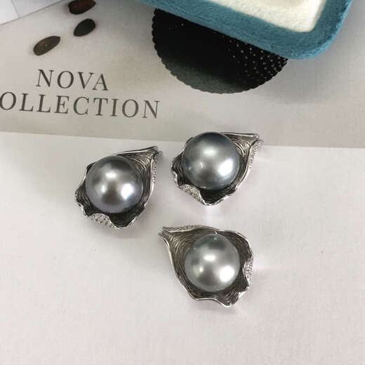 Hao Chuang MIFEI/Shuoguo Platinum Gray Tahitian Black Pearl Pendant Strong Light Natural Color Seawater Pearl 925 Silver 11-12mm (One)