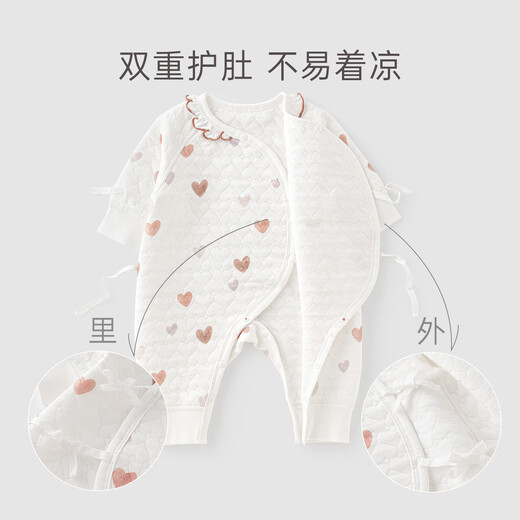 Guiqi Bear newborn baby silk cotton jumpsuit autumn and winter warm pajamas newborn baby girl cute strappy monk suit