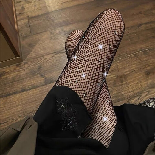 Women's thin black ins bungee socks net red letters fishnet garters diamond white jk pantyhose 1049 net diamond black M