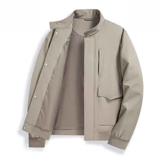 Lilang Men's Short Casual Style Harrington Jacket 2025 Spring New Work Clothes Easy to Match Antique Stand Collar Gray Green L 120-135Jin Jin is equal to 0.5kg