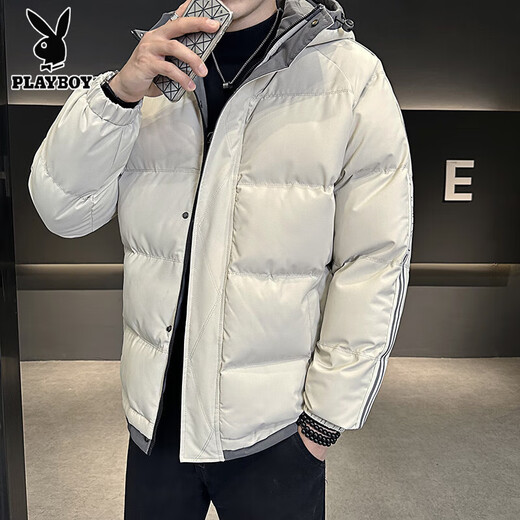 
Playboy brand men's short down cotton jacket for middle-aged and young people in spring, autumn and winter loose warm cotton jacket for men's jacket top 666 gray hot sale L