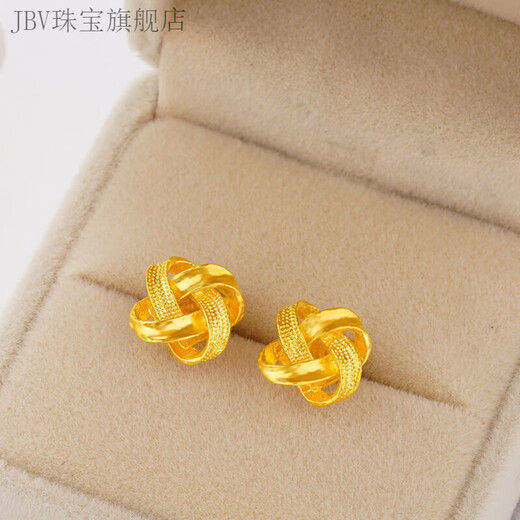JBV999 Ruyi knot earrings gold 5G retro Chinese knot earrings 24K pure gold