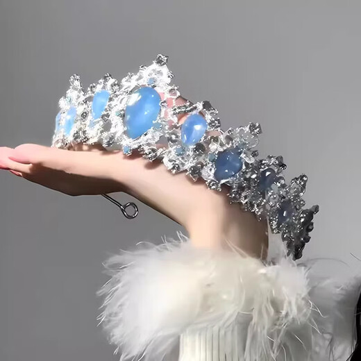 Princess Birthday Crown Feminine Light Luxury Celebrity Style Hair Accessory Dress Crown Bridal Head Pink Rose Gold Crown