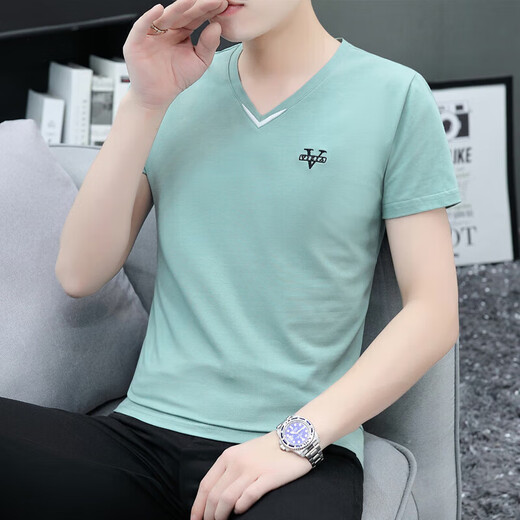 Siete Wolf Square Ship Store Flag Summer en V Summer's Camiseta de manga corta para hombres Slim y versátil transpirable Sensante de hielo Camisa de base hermosa Base blanca Q691 L de manga corta L de manga corta L