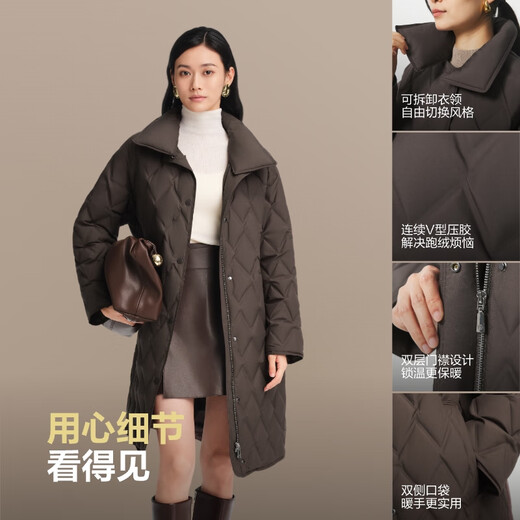 Bosideng Spring and Autumn Down Jacket Women's 90 Goose Down Lightweight Round Neck Slim Medium Long Business Commuting Versatile Jacket