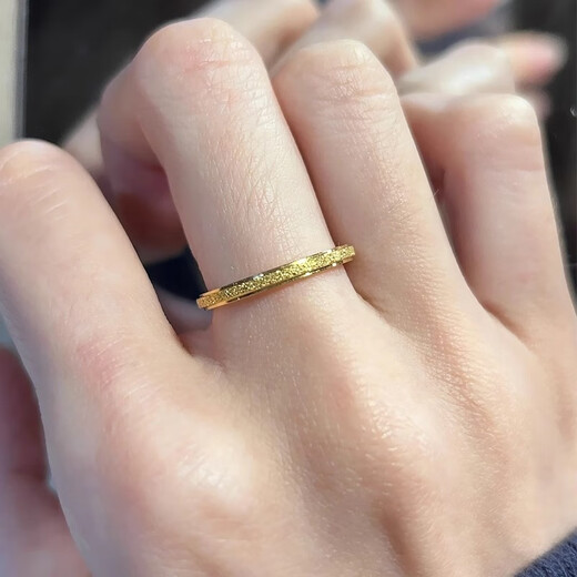 Fat Donglai's same 18k gold frosted ring with white 18K plain ring rose gold ring for women with light luxury feel 2025 new style gold-frosted No. 9-large (fat)