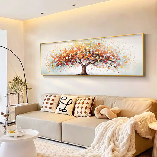 Mao Jiujiang Money Tree Living Room Decoration Painting Light Luxurious Horizontal Mural 2025 New High-end Sofa Background Wall Hanging Painting