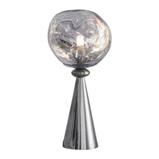 Luz de luz de noche de decoración Lámpara de escritorio de lujo Nordic Modern Simple Glass Sala de estar Lámpara de habitación Modelo de habitación M1047 Smoke Grey Botón grande Interruptor