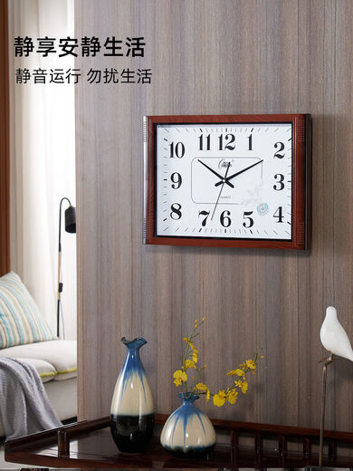Living room wall clock silent bedroom office hanging table simple calendar clock household quartz clock perpetual calendar 6626 simple wood grain 4934 cm