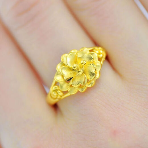 Genuine 18K gold ring, fine gold color, pure K gold phoenix tail, fashionable, simple, personalized, opening, adjustable wedding gift, 0.01g, rose style, certificate gift box