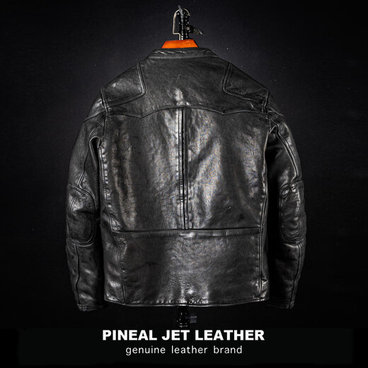 PJL New Men's Fashion Genuine Leather Casual Retro Stand Collar Washed Distressed Sheepskin Venom Black L (145Jin Jin is equal to 0.5kg or less)