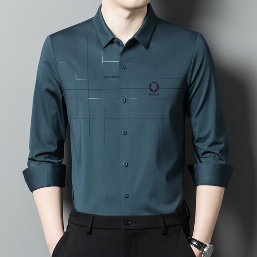 GY goldlion Spring and Autumn New Product Striped Long Sleeve Men's Lapel Shirt Middle-aged and Young Business Casual Dad Base Lining 6623 Red L 170/110