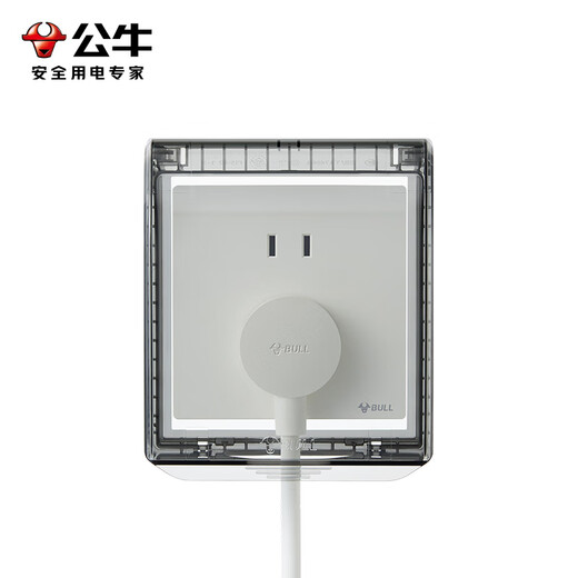 BULL punch-free socket waterproof box integrated household wall panel protective cover bathroom bathroom adhesive splash-proof box black pressure-resistant and flame-retardant five-hole 16A socket + adhesive waterproof box kitchen oil-proof balcony dust-proof special power box cover