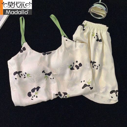 莫代尔吊带胸垫睡衣奶乎乎冰丝夏季女款高级感两件套装纯欲风外出家居服 B682-9 带胸垫 L 100-120斤左右