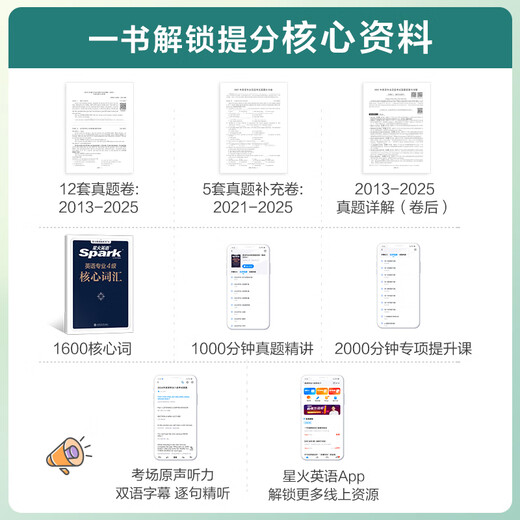 Xinghuo English College Four Real Questions Preparation 2026 Tem4 College Four English Majors CET-4 Test Materials Test Papers Complete Set of Past Years Real Questions Mock Test Questions with Vocabulary Listening Reading Correction Translation Compositions 4 College Four Real Questions + Clover Grammar Vocabulary 1300 Questions