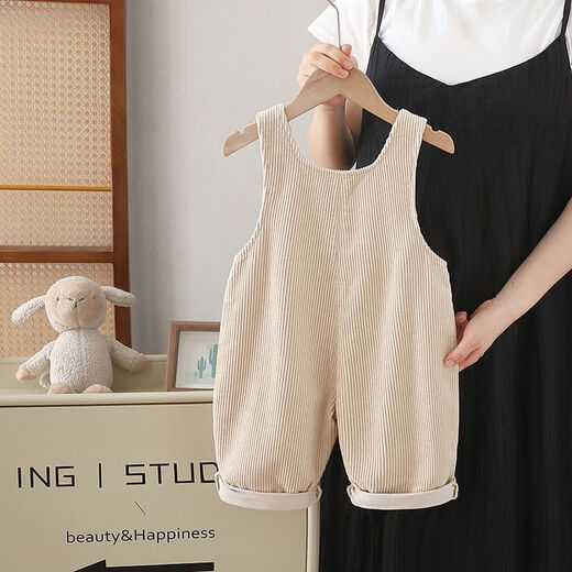 G.DUCKKIDS little yellow duck fashionable girls corduroy overalls children's autumn pants baby girl jumpsuit beige 80 cm openable