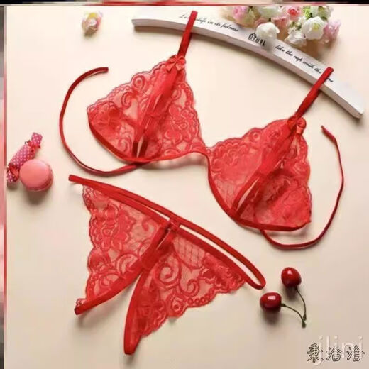 Sexy vaginal open sexy panties, passionate and convenient to insert temptation underwear, no-take-off thong for women, black bra open pants M