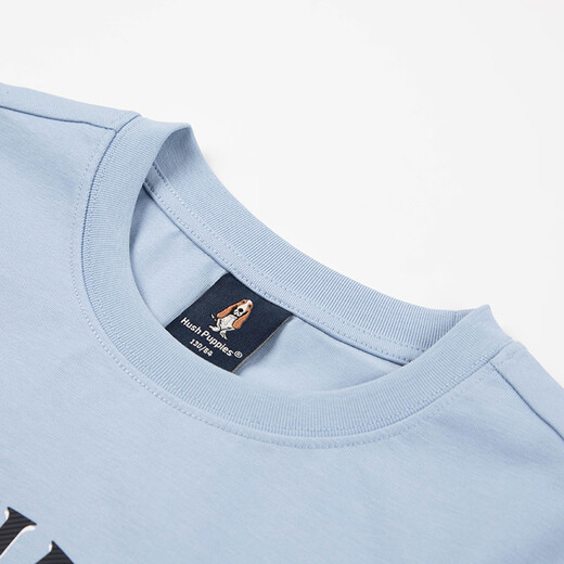 Hush Puppies children's clothing for boys and girls autumn new style comfortable and versatile cartoon print classic long-sleeved crew neck shirt Glacier Blue 130 cm