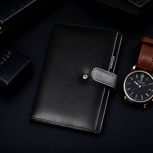 
PAPERBOAT genuine leather notebook handmade loose leaf head layer cowhide notepad business simple high-end office meeting record Our company gift notebook hand account cover can be customized logo [B5] Business black-snap buckle (soft lychee pattern lining cloth)