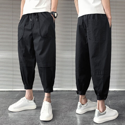 Nanyuqiu (Nanyuqiu) Herrenhosen für Herren für den Herbst, die neun-Punkte-Hose für Herren-Internet-Promi-Mode-Marke Ins Pussy 9-Punkte-Bindungshose 844 Black M 28-29 (neues Produkt ist auf dem Markt)