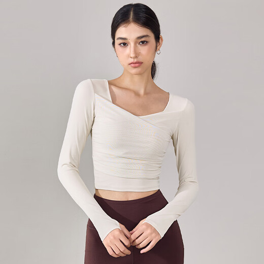 Xue Qianman Yoga Wear Women's All-in-One Sports Top with Breast Pads High-Looking Mesh Long-Sleeved Pilates Training Fitness Wear