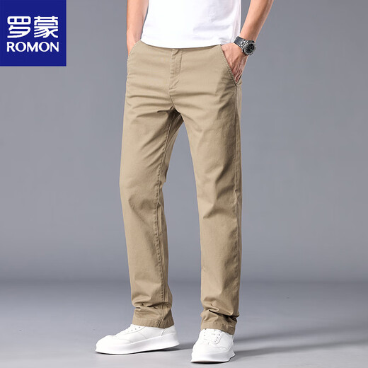 Romon 2025 Neue semi-elastische Taille-Casos-Hosen für Männer mittleren und vielseitiger, einfacher elastischer elastischer Baumwollhosen Frühling und Sommer Dunkelgrau 6621 28