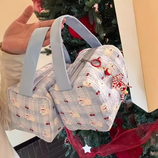 Youxin Cosmetic Bag Large Capacity Portable Storage Bag Portable Travel Compact Cosmetic Storage Bag Washing Bag Cute Blue Puppy-No Pendant Length 18 Width 10 Thickness 10cm