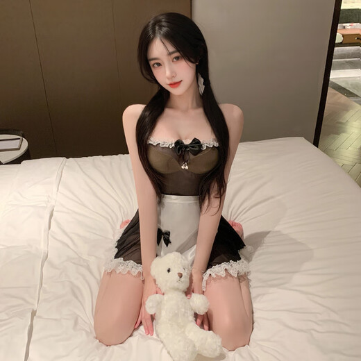 Feimu 30 Sexy Pure Servant Suits cos de rol uniforme sexy seductor de ropa interior sexy qqny 6182 sirviente de bienvenido negro + blanco [vestido + delantal + pantalones t todos los tamaños