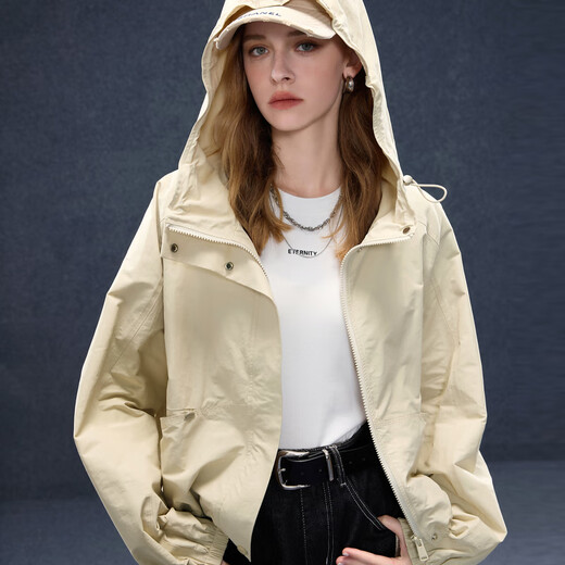 Three Color 2025 Autumn New Casual Hooded Zipper Jacket Loose Silhouette Cardigan Simple Retro M Sweet Corn Presale [Pay within 20 days] Sent M 160/84A