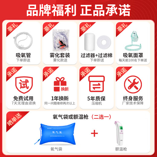 Deda [Sino-Germany Joint Venture] Household Oxygen Generator Oxygen Inhaler Elderly Oxygen Machine Non-ventilator Household Portable Small [100,000+ Standard Model C1] 5-year warranty + 8-level filtration