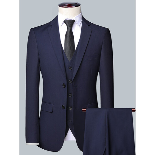 SEVEN 7 Seven brand men's suit spring and autumn business casual men's professional decoration body style fashionable two-piece solid color navy (suit + pants) S 165-(recommended 85-100Jin Jin equals 0.5 kg)