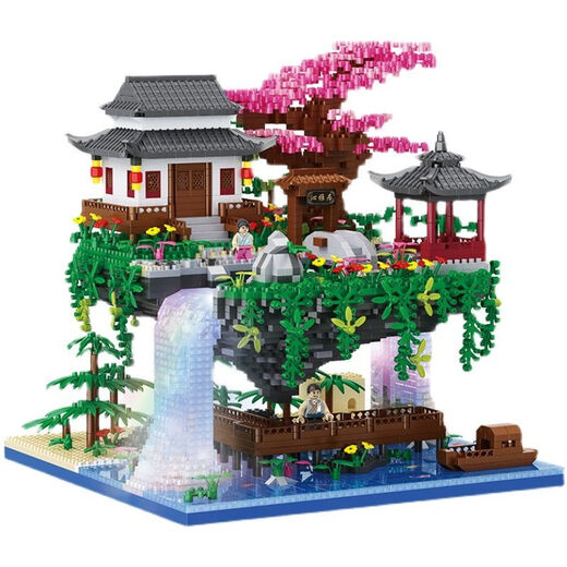 LEGO Girl Building Blocks Taohuatan Micro-körnig mit hoher Difficultion Großer Versammlungsspielzeug-Geburtstagsgeschenke Super-Langgrün-Wand [15932] Geschenk: Licht + Hammer + Lifter + Pinzetten