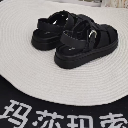 玛莎玛索 MSMS2025夏季新款凉鞋女夏季新款包头罗马鞋9767-9 黑色 35