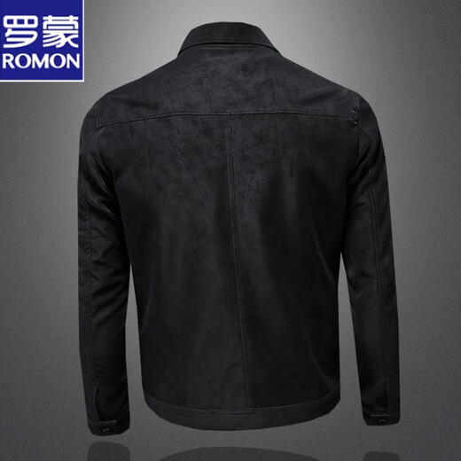 Romon Autumn 2026 New Leather Jacket Men's Lapel Motorcycle Suede Imitation Leather Jacket Korean Style Handsome Top Fashion Khaki XL