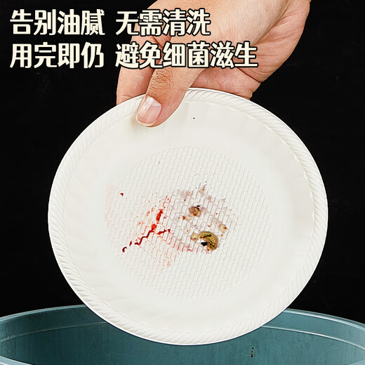 Blue natural corn starch disposable tableware plate large paper plate 8 inches 50 dishes dinner plate