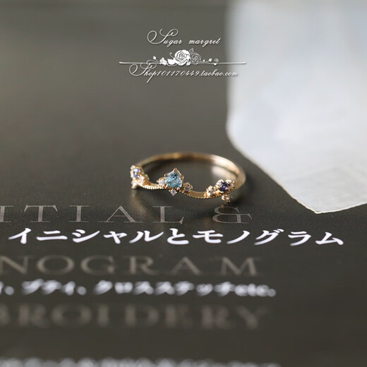 Fat Donglai's same tanzanite ring, chrysanthemum crown, super beautiful corolla topaz, tanzanite zircon, 925 silver gold-plated, darker stone, Hong Kong No. 9