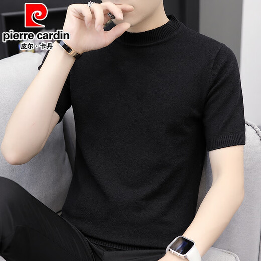 
Pierre cardin men's short-sleeved T-shirt Korean style trendy round neck half-sleeved summer men's slim solid color clothes handsome knit sweater 9902 beige M