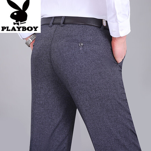 Playboy (Playboy) High-End-Sommer dünne dünne doppeltpassende Leinenhosen-Casual Hosen Vatertagsgeschenk mittlerer Alters und ältere Hochtätigkeit lose Long Hosen 9930 Doppelpackte schwarze 36 2 Fuß 9 Taillenumfang