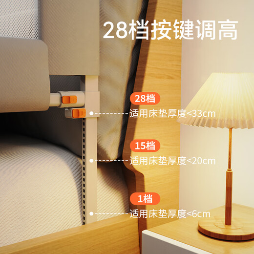 M-CASTLE Bed Fence Guardrail Baby Baby Bed Anti-fall Bedside Baffle Baby 2m 1.8m Anti-fall Three-Side Reinforcement Set Moonlight White Three-Side Set (Reinforced Special-shaped Tube) 1.8m Bed Type (1.8m+2.0m+2.0m)